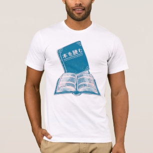 Camiseta Leer un texto japonés kanji de libro