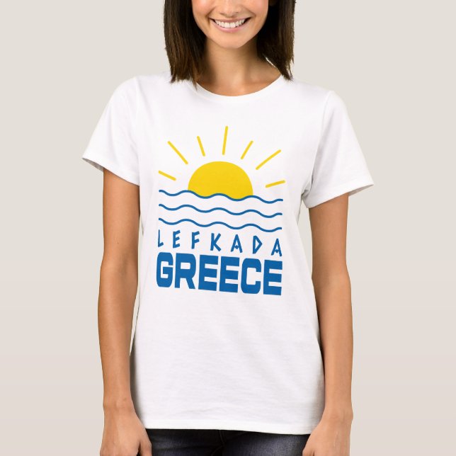 Camiseta Lefkada Grecia Sunshine and Sea Waves (Anverso)
