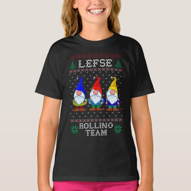 Camiseta Lefse Rolling Team, Navidades Baking Tomte Gnome (Anverso)