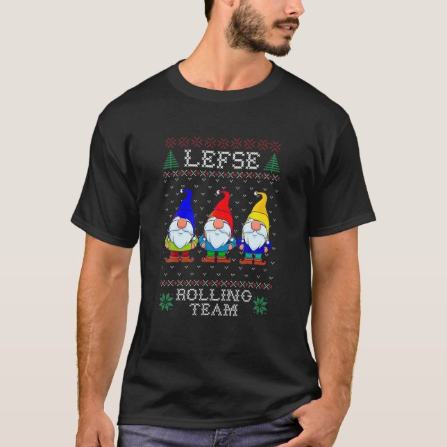 Camiseta Lefse Rolling Team, Navidades Baking Tomte Gnome X (Anverso)