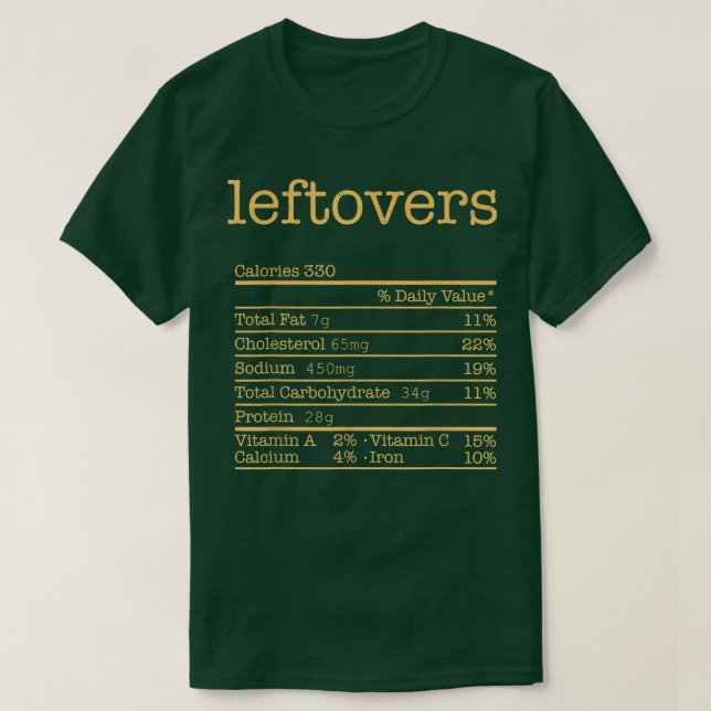 Camiseta Leftovers Nutrition Facts Funny Thanksgiving Chris (Diseño del anverso)