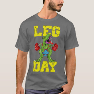 Camiseta Leg Day Dinosaur Weight Lifter Barbell Ring Squ
