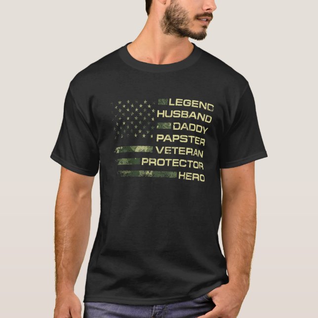 Camiseta Legend Husband Daddy Papster Veteran Protector Her (Anverso)