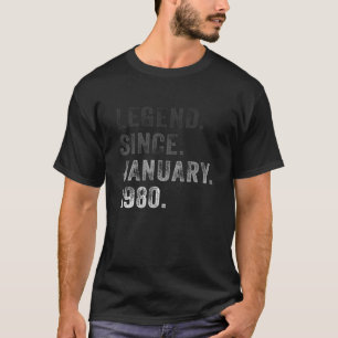 Camiseta Legend Since January 1980 Tee 42Nd Birthday Gift R