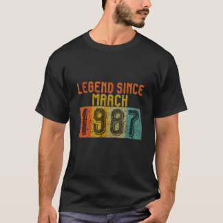 Camiseta Legend Since March 1987 Birthday S Vintage