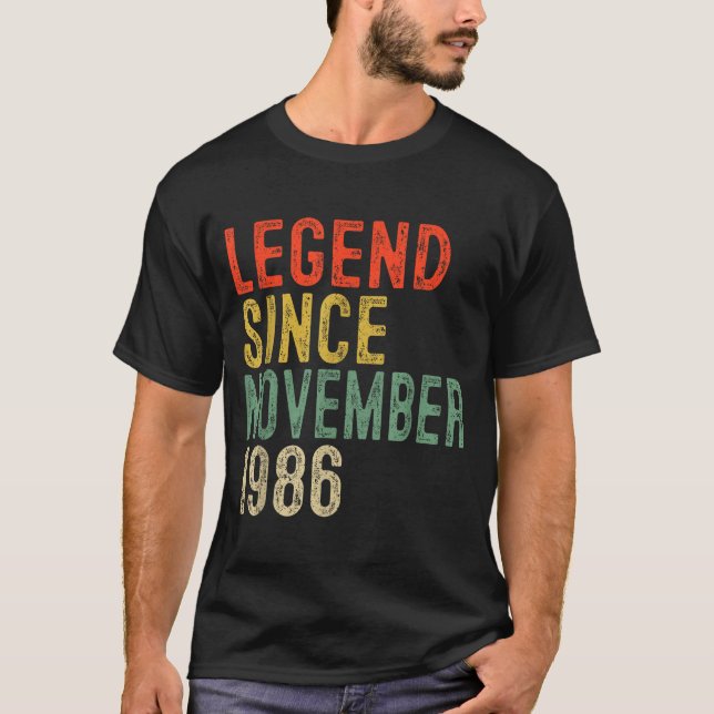 Camiseta Legend Since November 1986 &#; th Birthday &#;  Ye (Anverso)