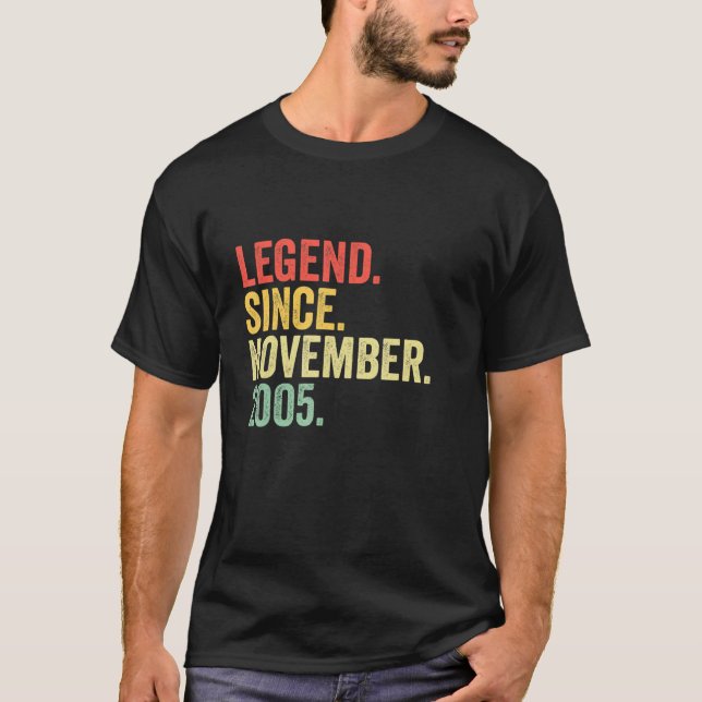 Camiseta Legend Since November 2005 17th Birthday  17 Years (Anverso)