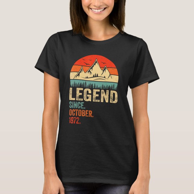 Camiseta Legend Since October 1972 Retro 50 Years Old 50th  (Anverso)
