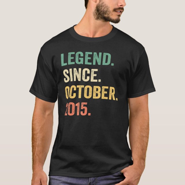Camiseta Legend Since October 2015 7th Birthday  7 Years Ol (Anverso)