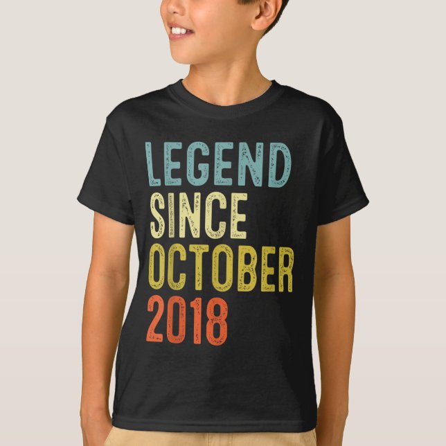 Camiseta Legend Since October 2018 7th Birthday 7 Year Old  (Anverso)