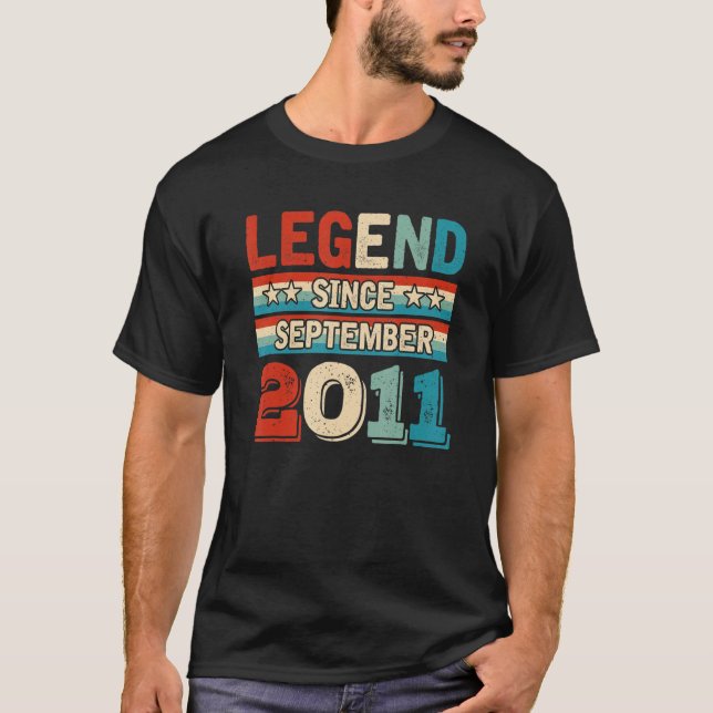 Camiseta Legend Since September 2011 Retro 11 Yrs Old 11th  (Anverso)