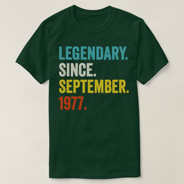 Camiseta Legendario de 45 años desde septiembre de 1977 45ª (Diseño del anverso)