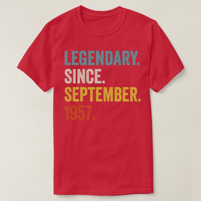 Camiseta Legendario de 65 años desde septiembre de 1957 65a (Diseño del anverso)