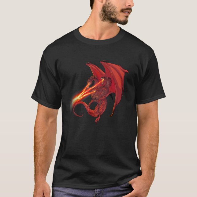 Camiseta Legendario de tres cabezas de fuego rojo que respi (Anverso)