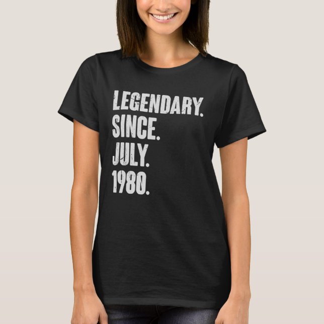 Camiseta Legendario desde julio de 1980 42 años (Anverso)
