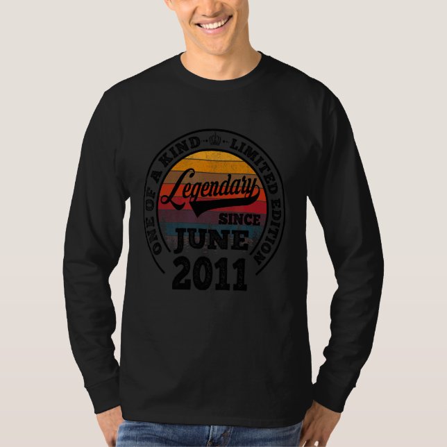 Camiseta Legendario desde junio de 2011 11º cumpleaños 11 a (Anverso)