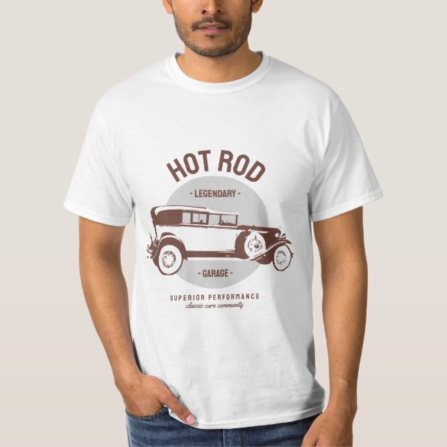 Camiseta Legendario garaje de arcos calientes, auto (Anverso)