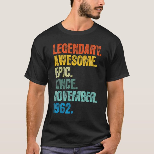 Camiseta Legendario retro desde noviembre de 1962 60 años (Anverso)