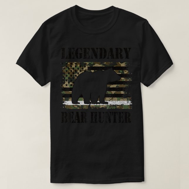 Camiseta Legendary Bear Hunter US Flag Bear Hunting Lover  (Diseño del anverso)