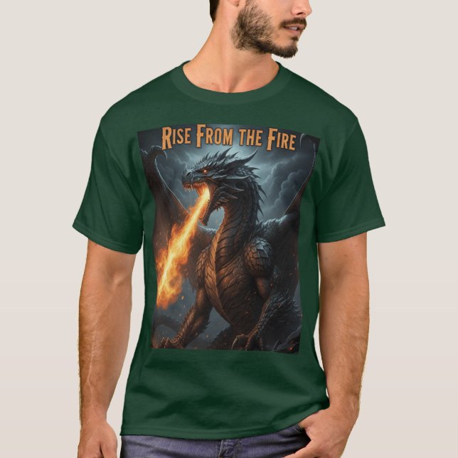 Camiseta Legendary Fire Dragon – Rise & Strength Motivation (Anverso)
