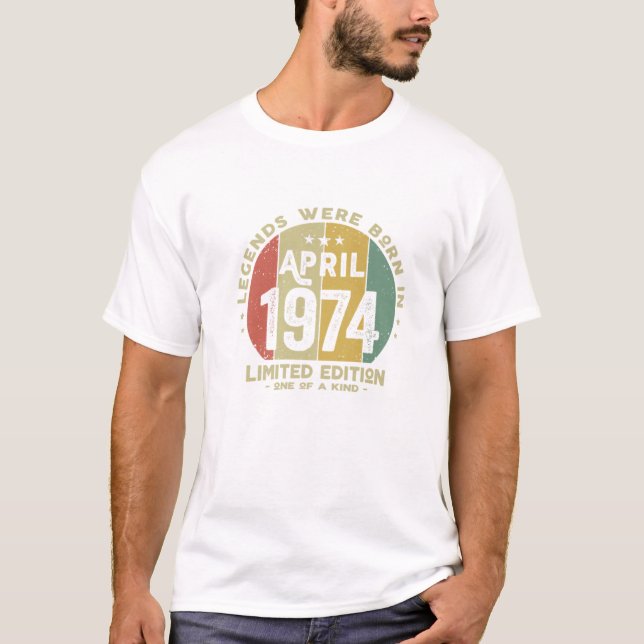 Camiseta Legends Were Born In April 1974 Classic 48Th Birth (Anverso)
