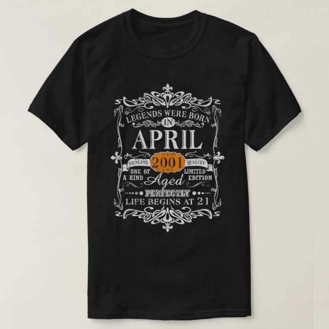 Camiseta Legends Were Born In April 2001 21th Birthday Gift (Diseño del anverso)