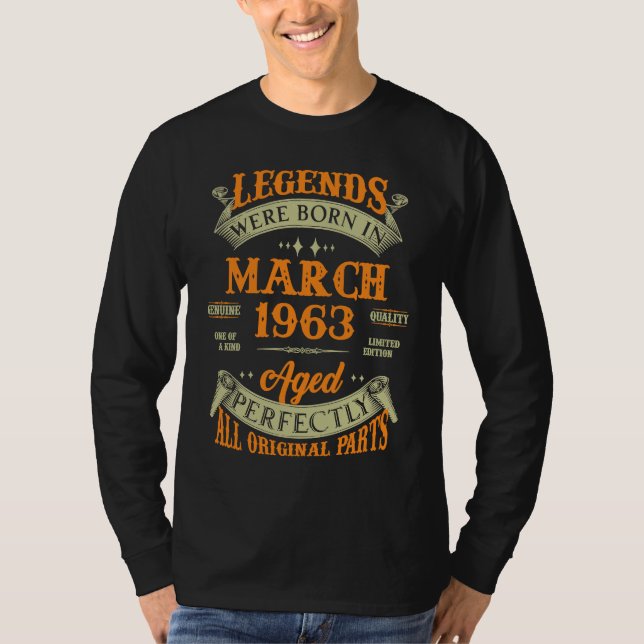 Camiseta Legends Were Born In March 1963 (Anverso)