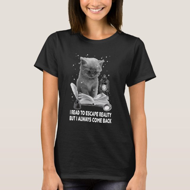 Camiseta Leí Bookaholic Para Escapar De Un Gato De Realidad (Anverso)