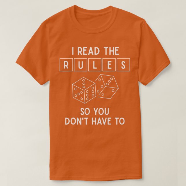 Camiseta Leí las reglas divertido juego de mesa Boardgame A (Diseño del anverso)