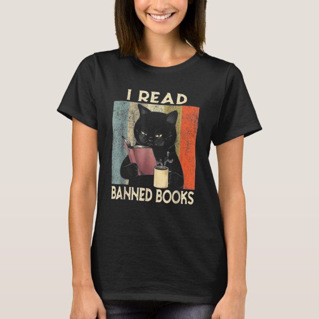 Camiseta Leí Libros Prohibidos Lector de Gatos Negro Gemelo (Anverso)