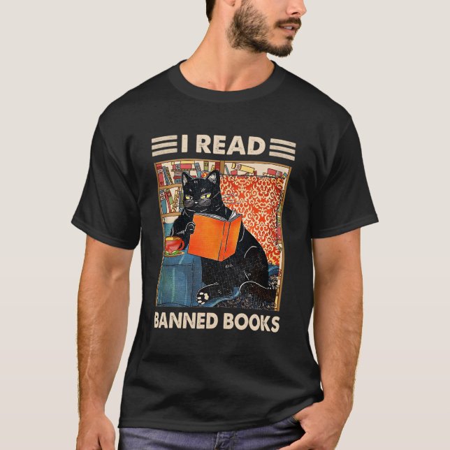 Camiseta Leí Libros Prohibidos Lector de Gatos Negro Gemelo (Anverso)