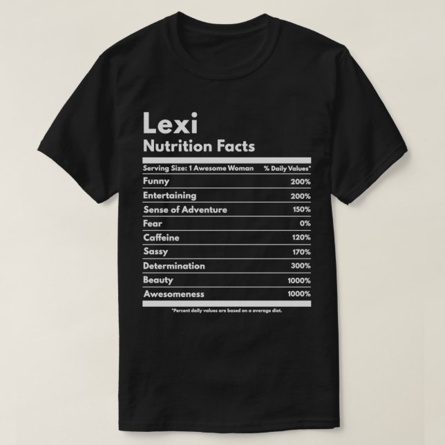 Camiseta Lei Nutrition Facts Regalo Funny Nombre Personaliz (Diseño del anverso)