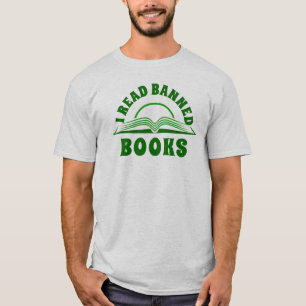 Camiseta Leí un libro prohibido diseño de texto verde T-Shi