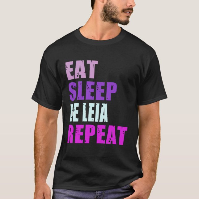 Camiseta Leia Eat Sleep Be Repeat Leia (Anverso)
