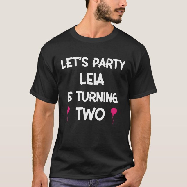 Camiseta Leia, segundo cumpleaños con nombre chica de 2 año (Anverso)