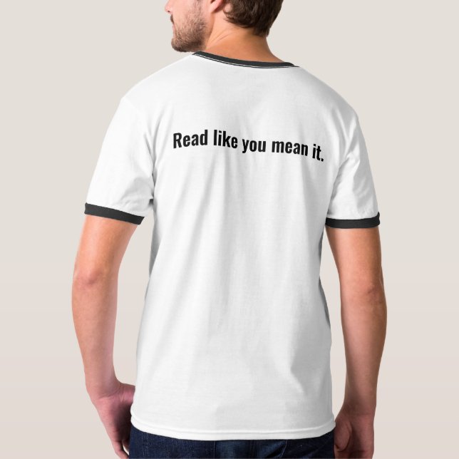 Camiseta Leído como usted medio él. Libros vernáculos (Reverso)