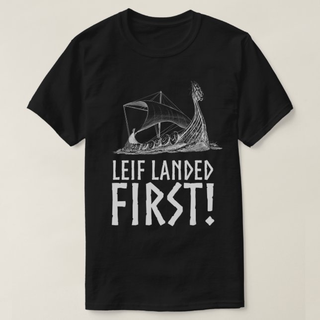 Camiseta Leif Aterrizó el primer nórdico medieval de la lon (Diseño del anverso)