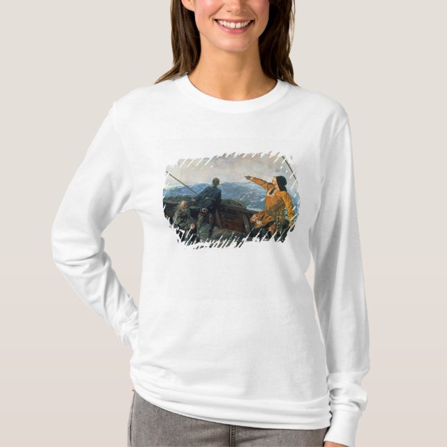 Camiseta Leif Eriksson ve la tierra en América, 1893 (Anverso)