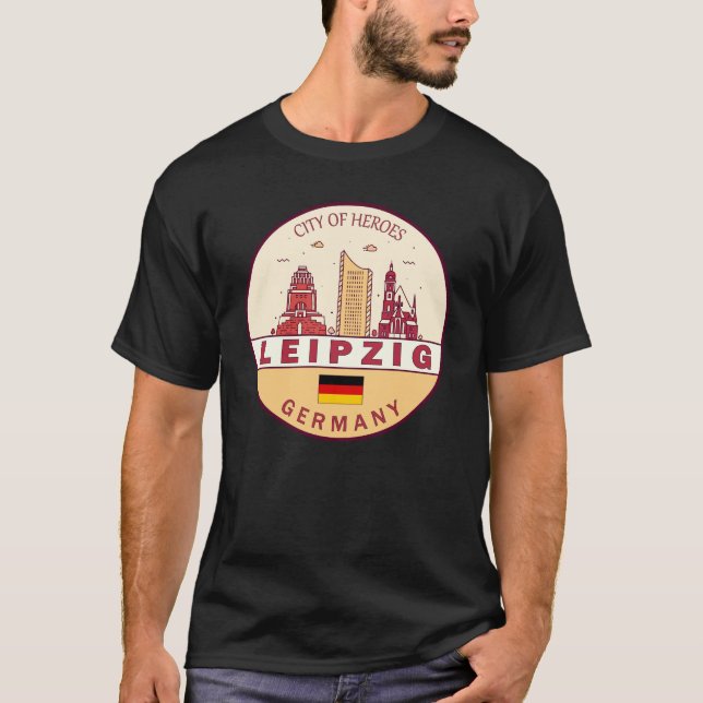 Camiseta Leipzig Alemania City Skyline Emblem (Anverso)