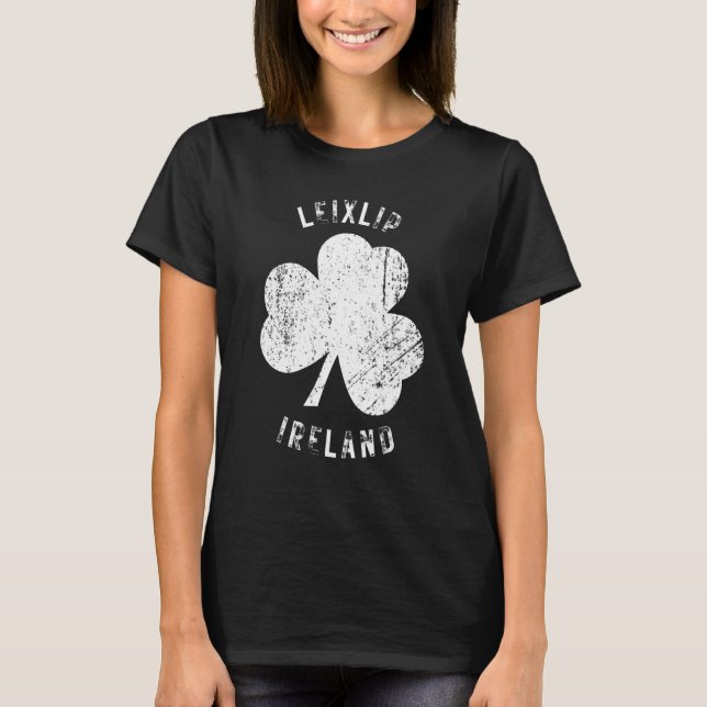 Camiseta Leixslip Ireland Vintage Shamrock Distressed Look (Anverso)