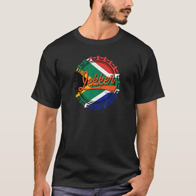 Camiseta Lekker Botella Cap Afrikaans Bandera sudafricana (Anverso)