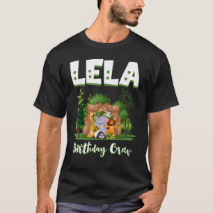 Camiseta Lela Birthday Crew Zoo Bday Safari Fiesta Celebrat