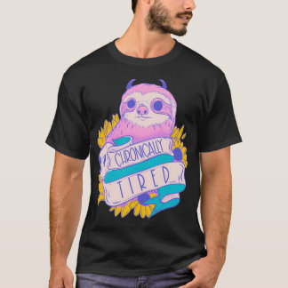Camiseta Lema Cansada Crónicamente - Sleepy Sloth Art For L