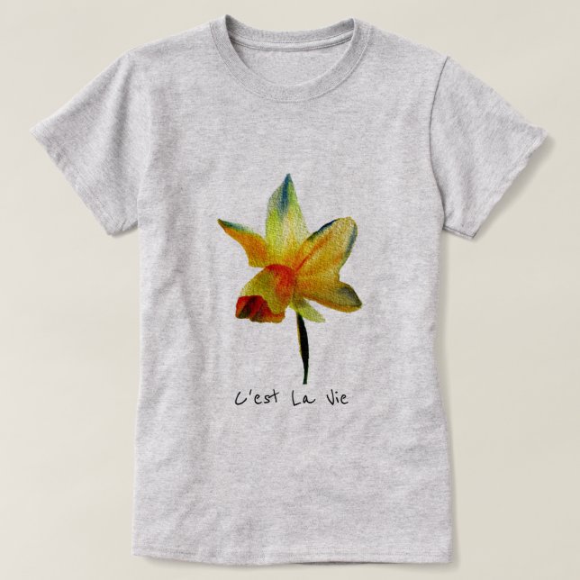Camiseta Lema de C'est la Vie: Flor de primavera de Daffodi (Diseño del anverso)