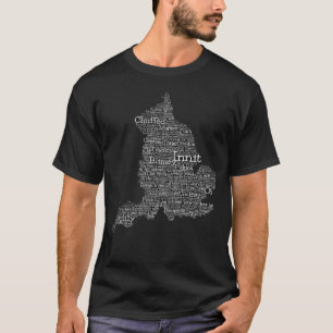 Camiseta Lema de Inglaterra Mapa de Arte de Palabra Británi