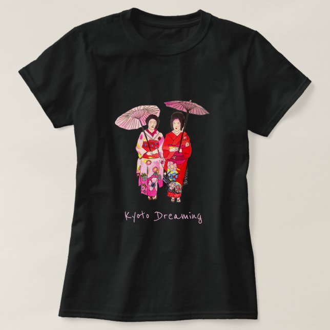 Camiseta Lema de Kyoto lindo Geisha kimono japonés (Diseño del anverso)
