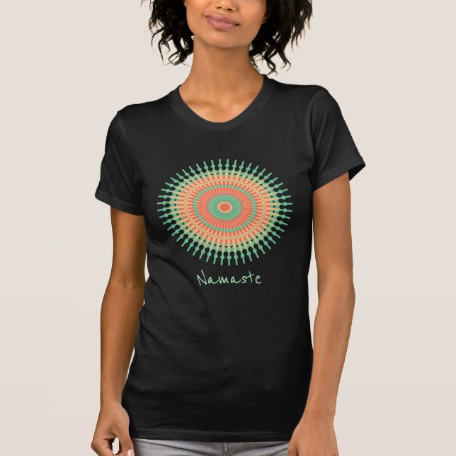 Camiseta lema de namaste con menta de diseño mandala india (Anverso)
