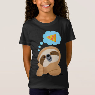 Camiseta Lema del bebé kawaii soñando con la pizza