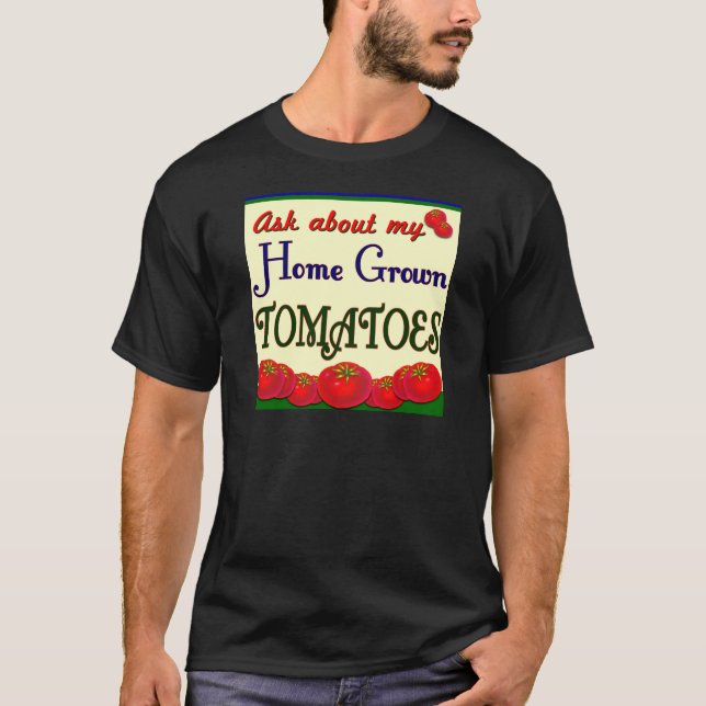 Camiseta Lema del huerto de tomate local (Anverso)