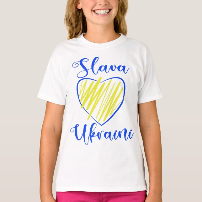 Camiseta Lema Eslava Gloria ucraniana al corazón de Ucrania (Anverso)